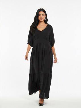 Universal Thread Black V-Neck Tiered Maxi Dress